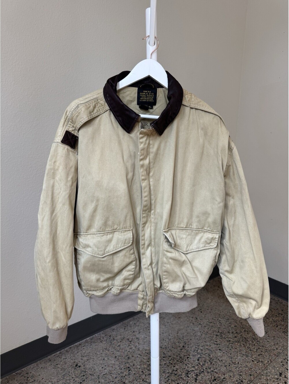 Vintage Avirex A-2 Flight Jacket Bomber Cotton Leather Aviation Men’s XL